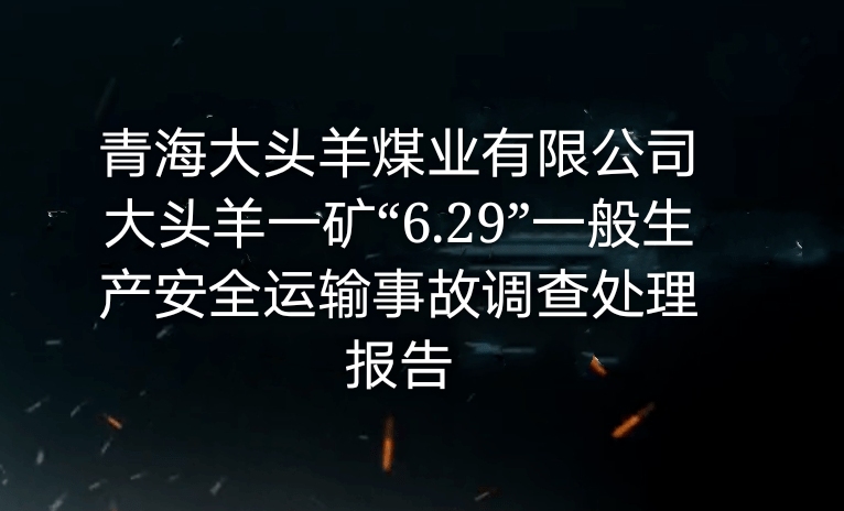 青海大頭羊煤業有限公司大頭羊一礦“6・29”一般生產安全運輸事故調查處...